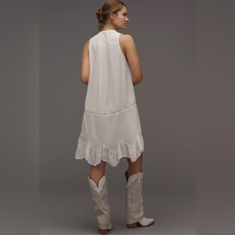 NEW! Anthropologie Sleeveless V-Neck Lace Mini Dress - Picture 3 of 7